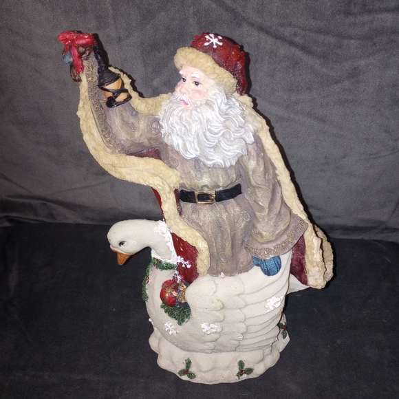 Santa Riding Goose Resin Decoration 11 in Tall EUC - Picture 2 of 6